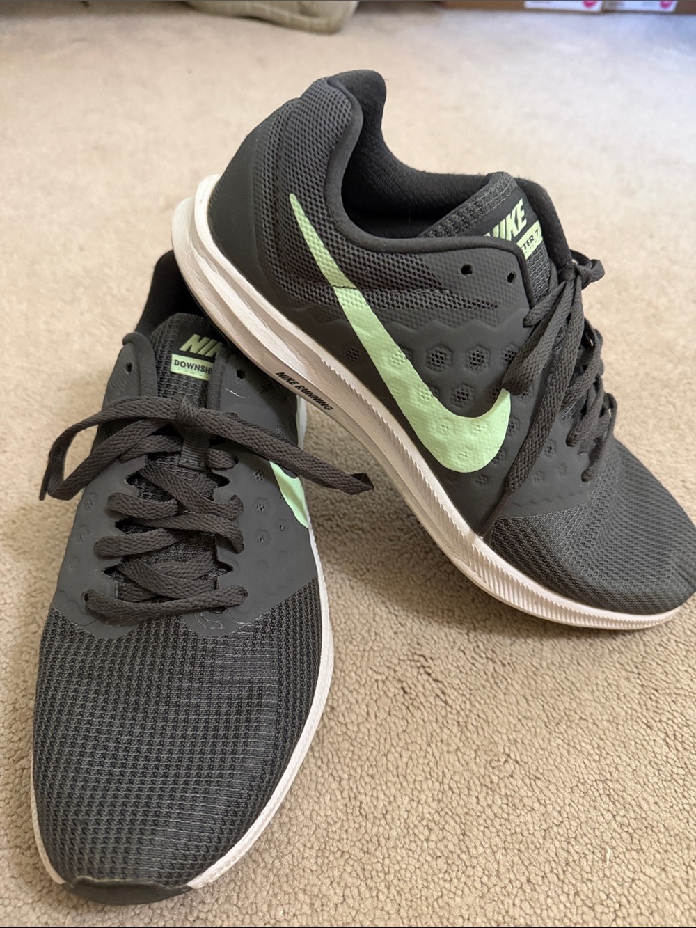 Nike Women's Gray Running Shoes with Mint Swoosh Accent